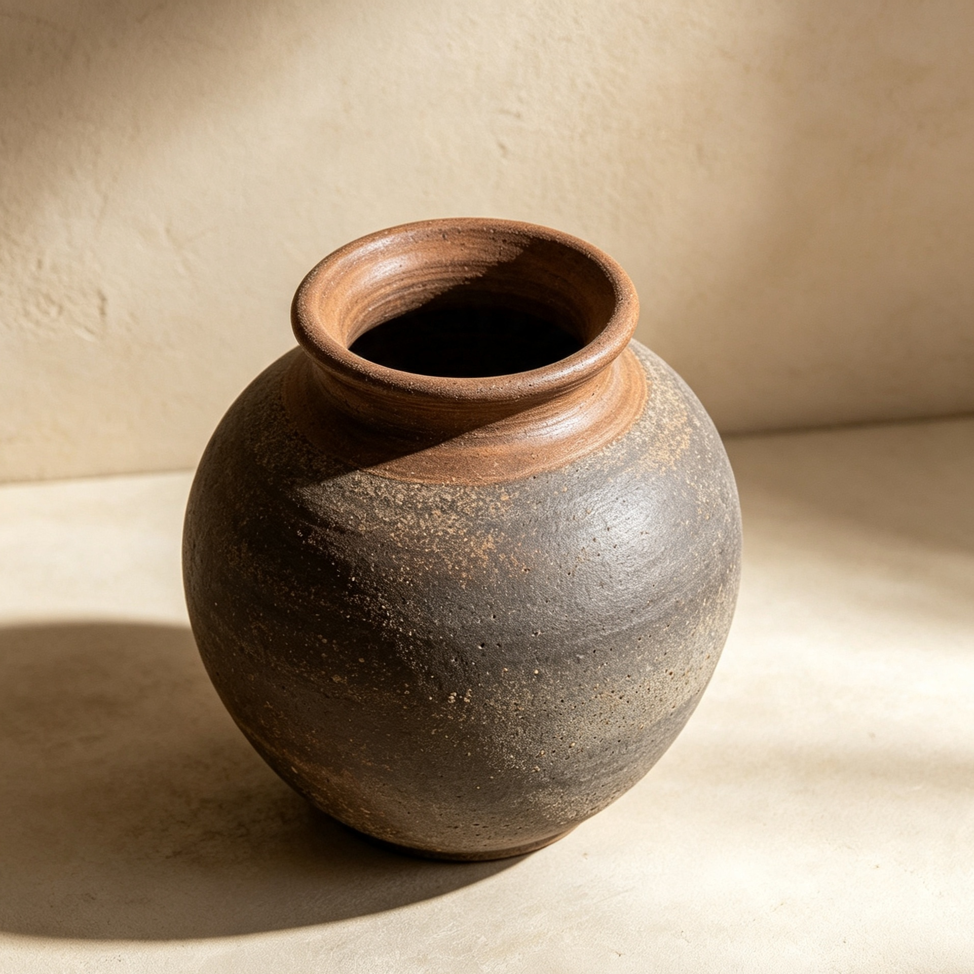 Vintage-style rough pottery jars (2 pieces)