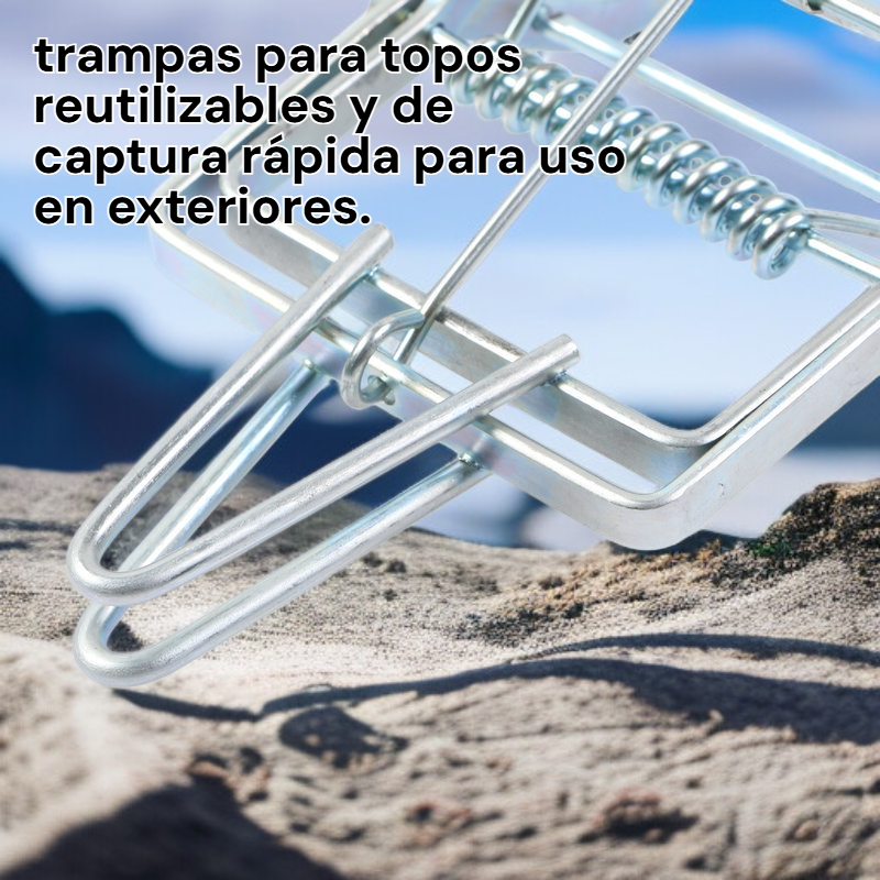 Trampa de tijera galvanizada para topos y ratones de campo, reutilizable y fácil de usar en jardines