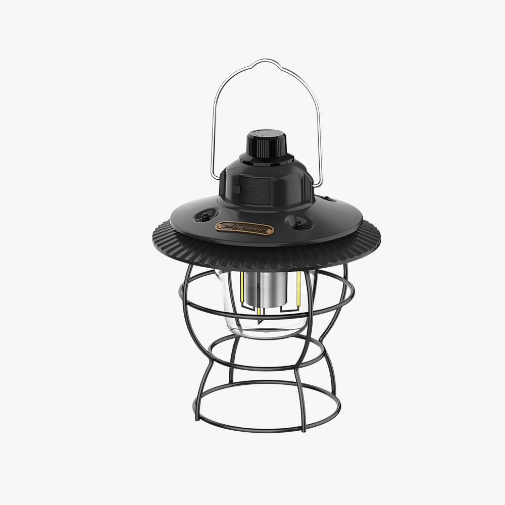 Lámpara de tienda retro recargable para exteriores, luz LED ambiental para camping
