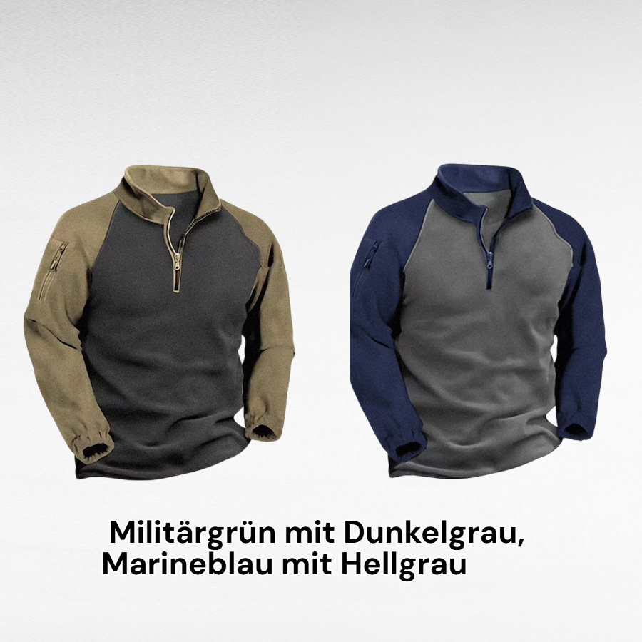 Herren-Fleece-Sweatshirt, beidseitig tragbar, Stehkragen, Frühling & Herbst
