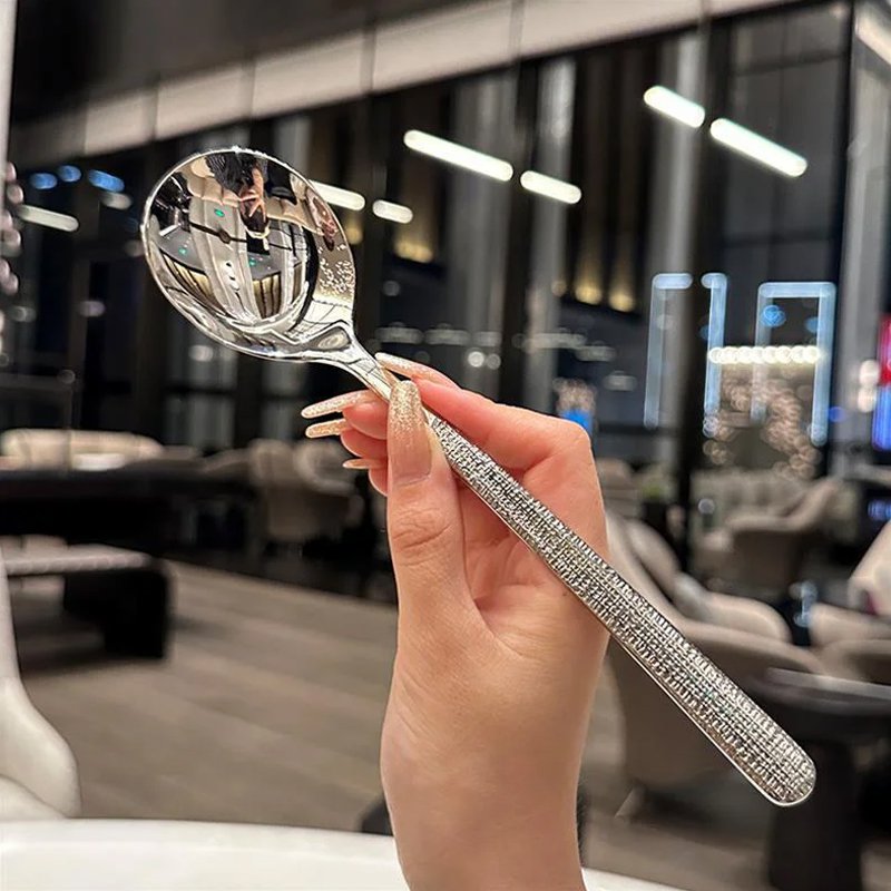 긴 손잡이 거울 광택 국자 식기