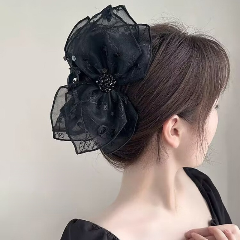 Double-Sided Rose-Embroidered Hair Clip