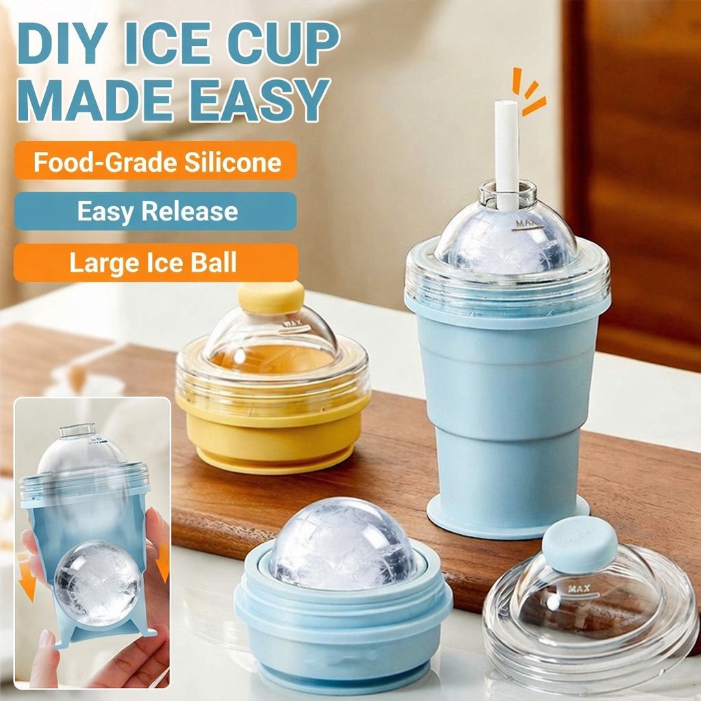 Portable folding ice hockey cup with straw