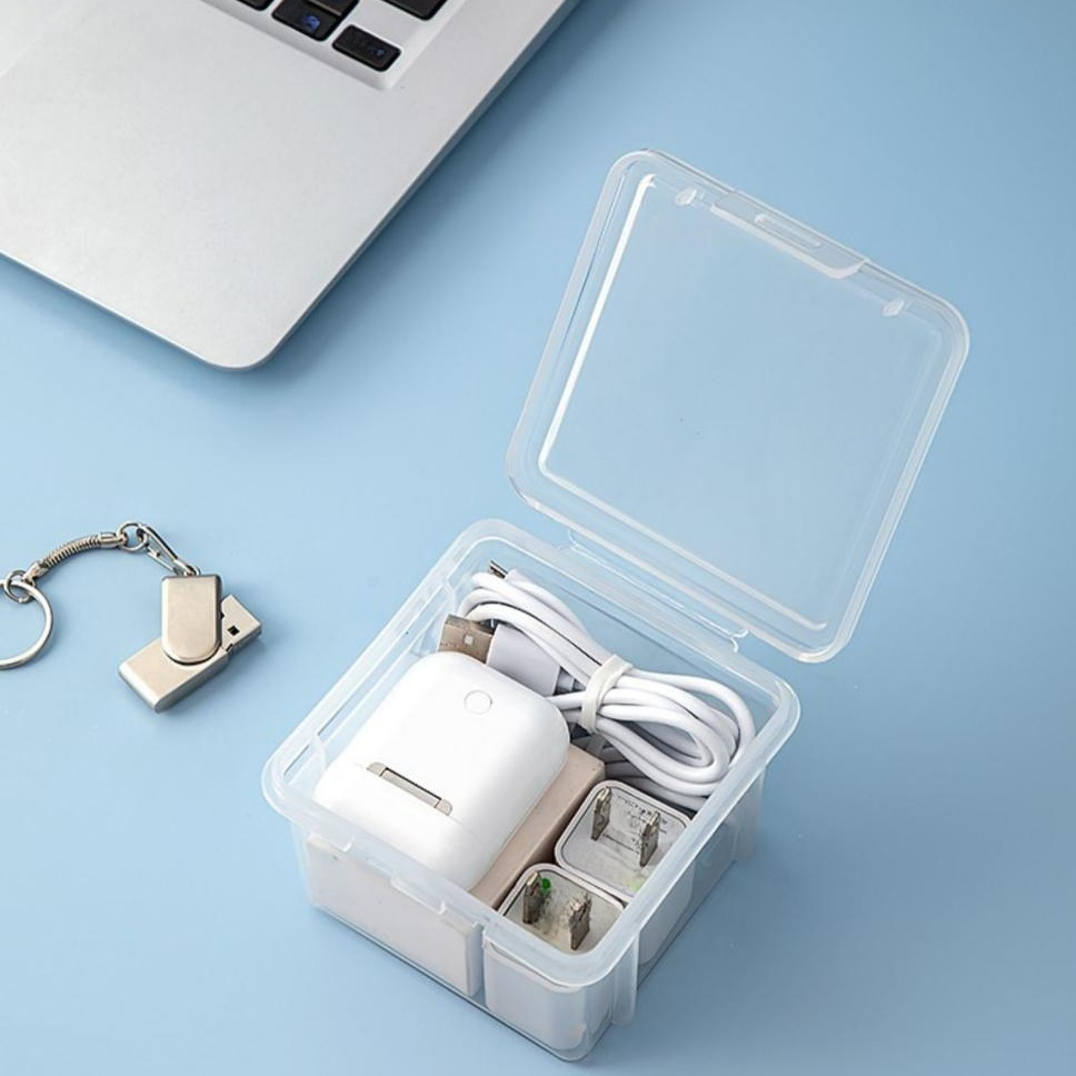  กล่องเก็บสายชาร์จพร้อมฝาปิด สำหรับที่ชาร์จมือถือ หูฟัง แฟลชไดร์ฟ แบบพกพาใช้ในบ้าน