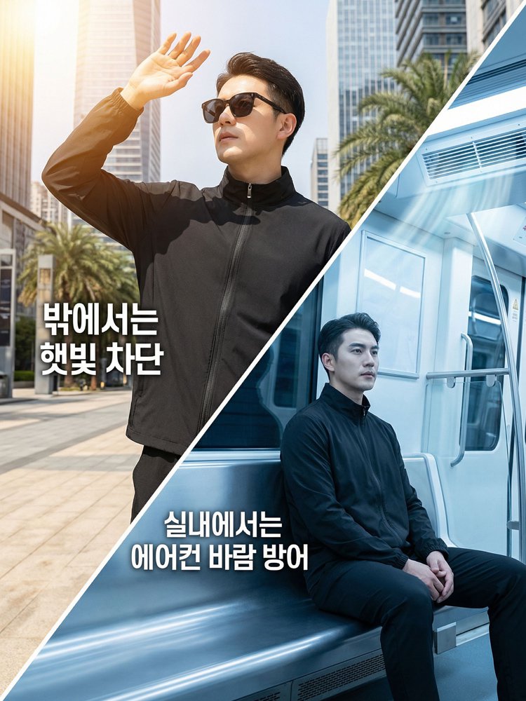 【아이스 실크 자외선 차단 쿨링】남성 캐주얼 스탠드 칼라 자외선 차단 재킷