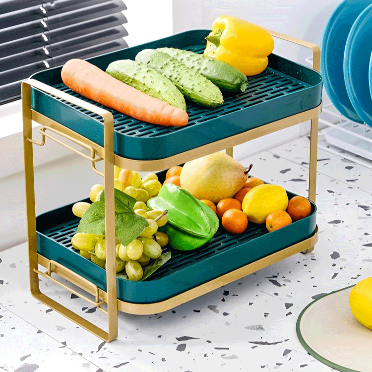 Double layer drain tray storage rack