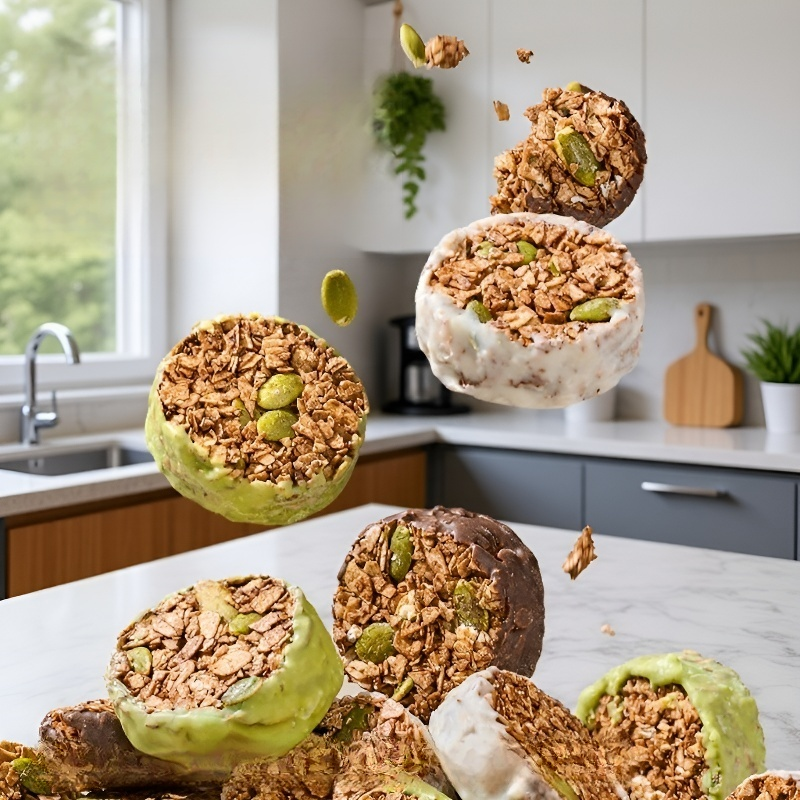 健康的な軽食代替品、生チョコレートナッツオートミールクリスプ