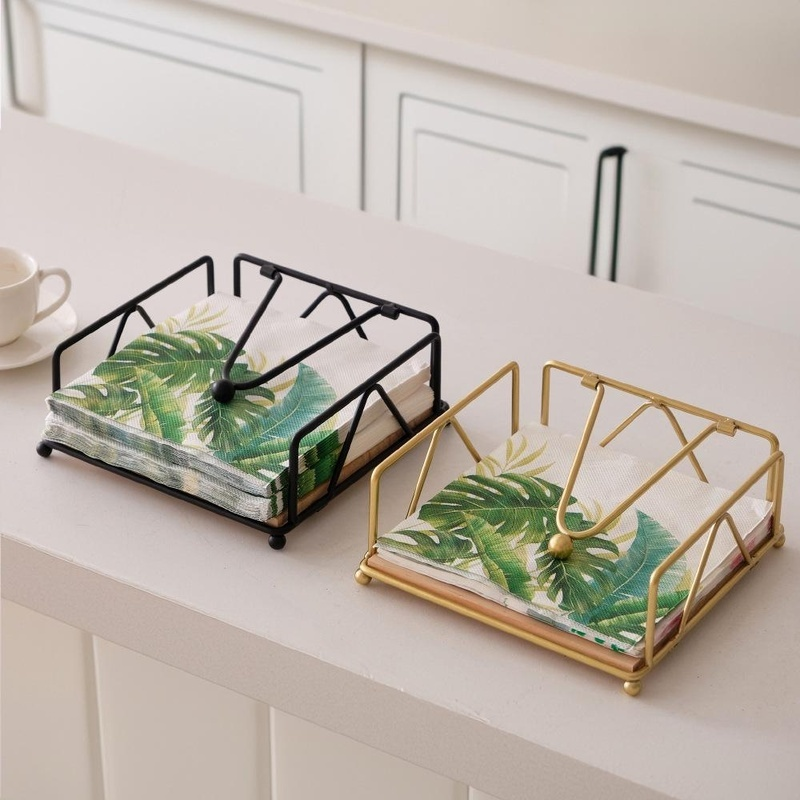 Desktop Square Iron Tissue Holder for Hotel and Cafe