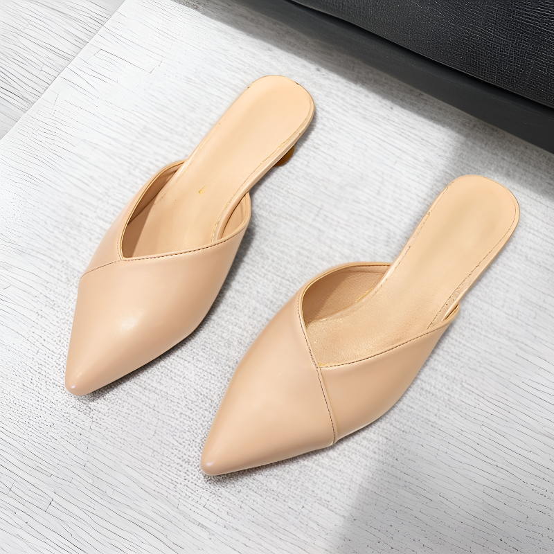 韓版尖頭低跟包頭半拖涼鞋女時尚試衣間新款