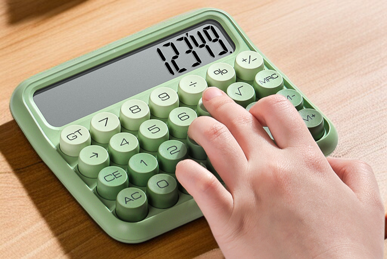 Mini calculadora portátil con botones grandes y claros