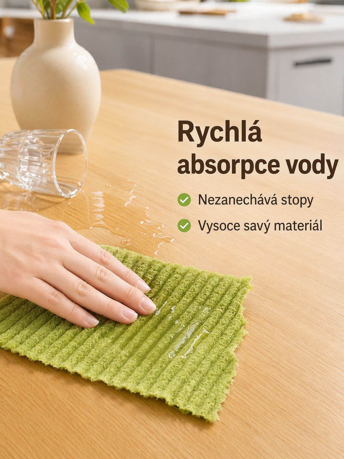 Jednorázová bambusová kuchyňská utěrka pro snadný úklid