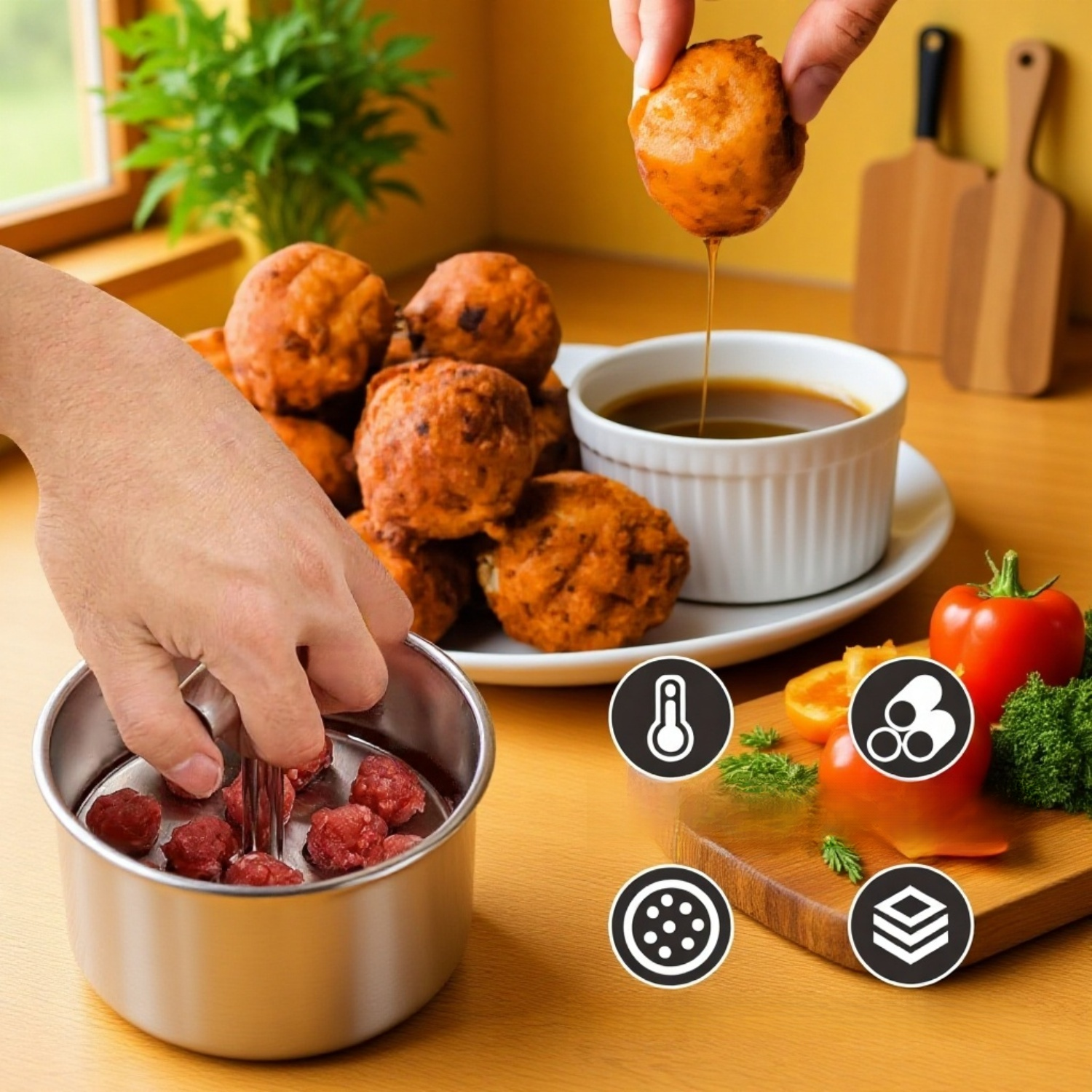 Fish ball making tool with ergonomic stainless steel handle