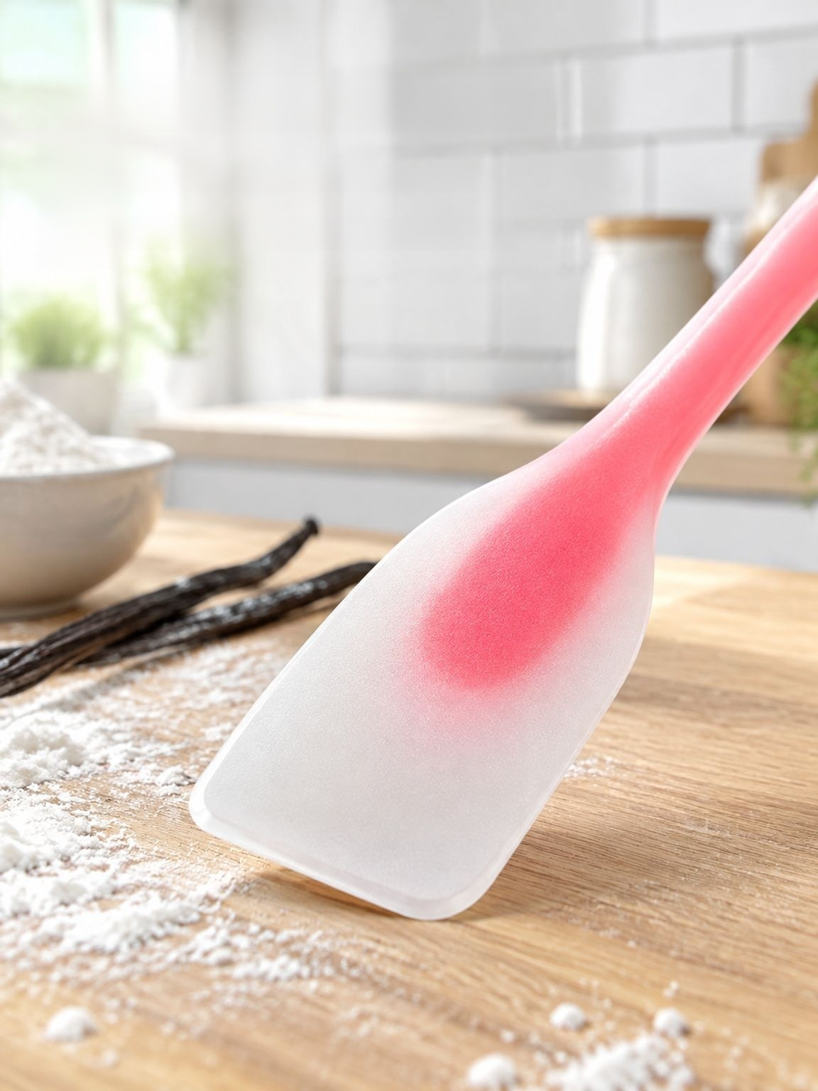 Halbtransparenter Silikon-Teigschaber zum Schaben von Teig