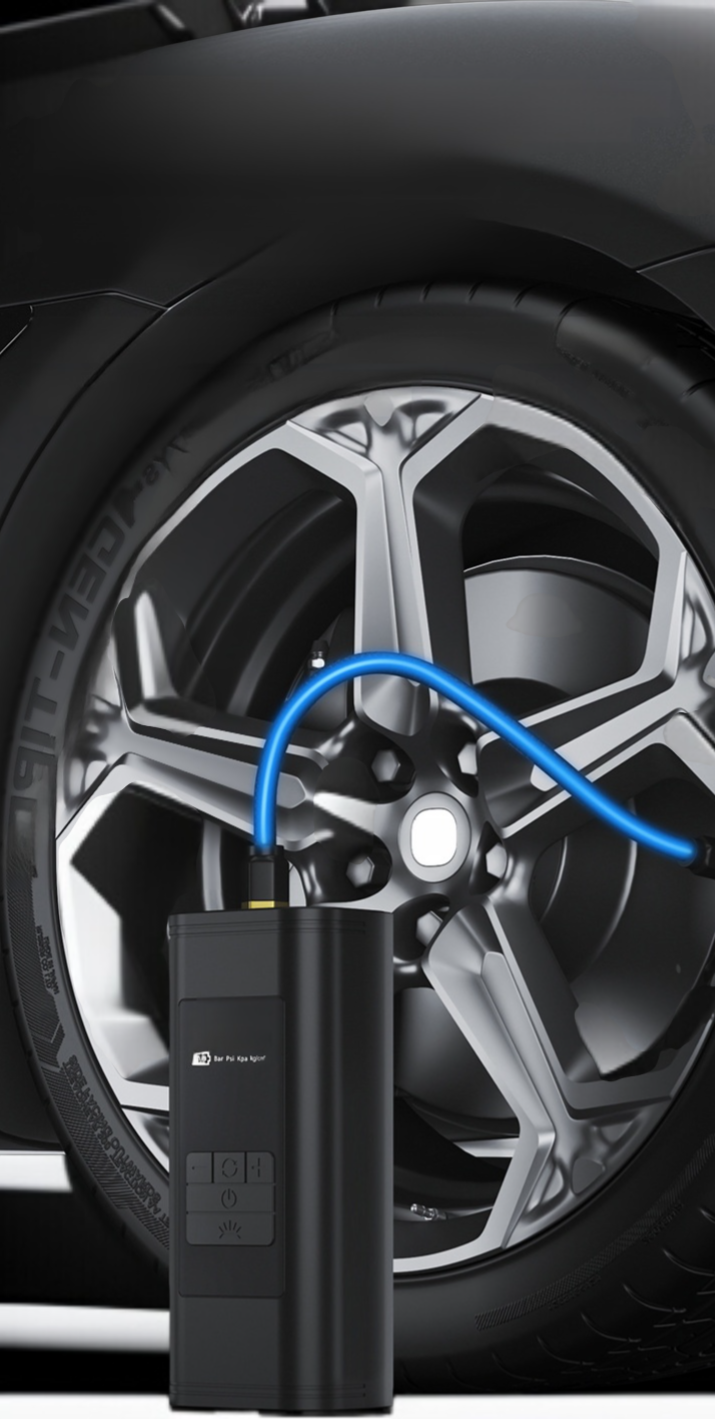 Schnelle Autoreifenbefüllung mit Schatzluftpumpe