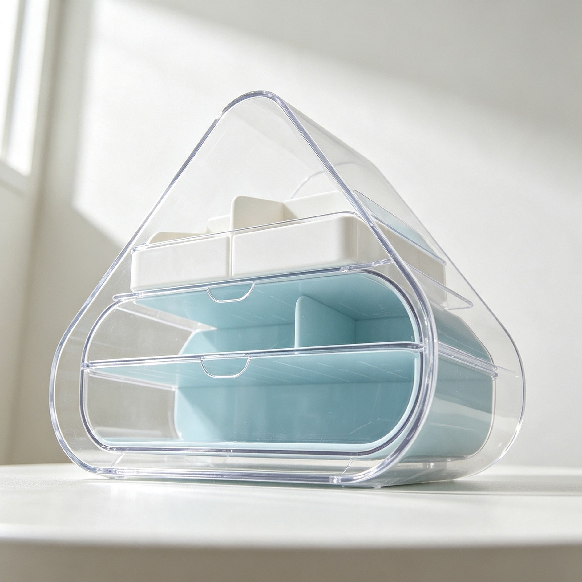 Transparent organizer storing jewelry and accessories