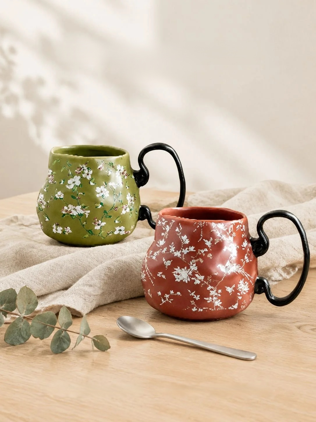 Vintage Ceramic Mug held in hand, illustrating size and comfort