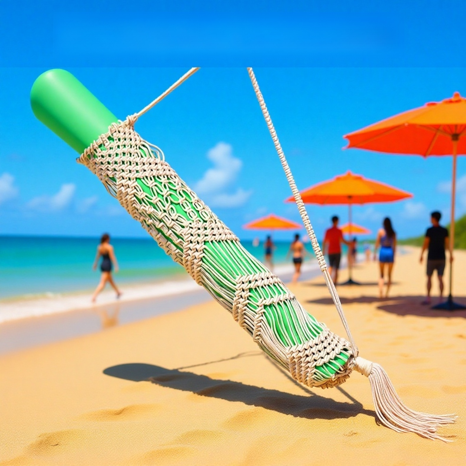 手編みヨガマットネットバッグ 携帯用コットンロープ収納袋