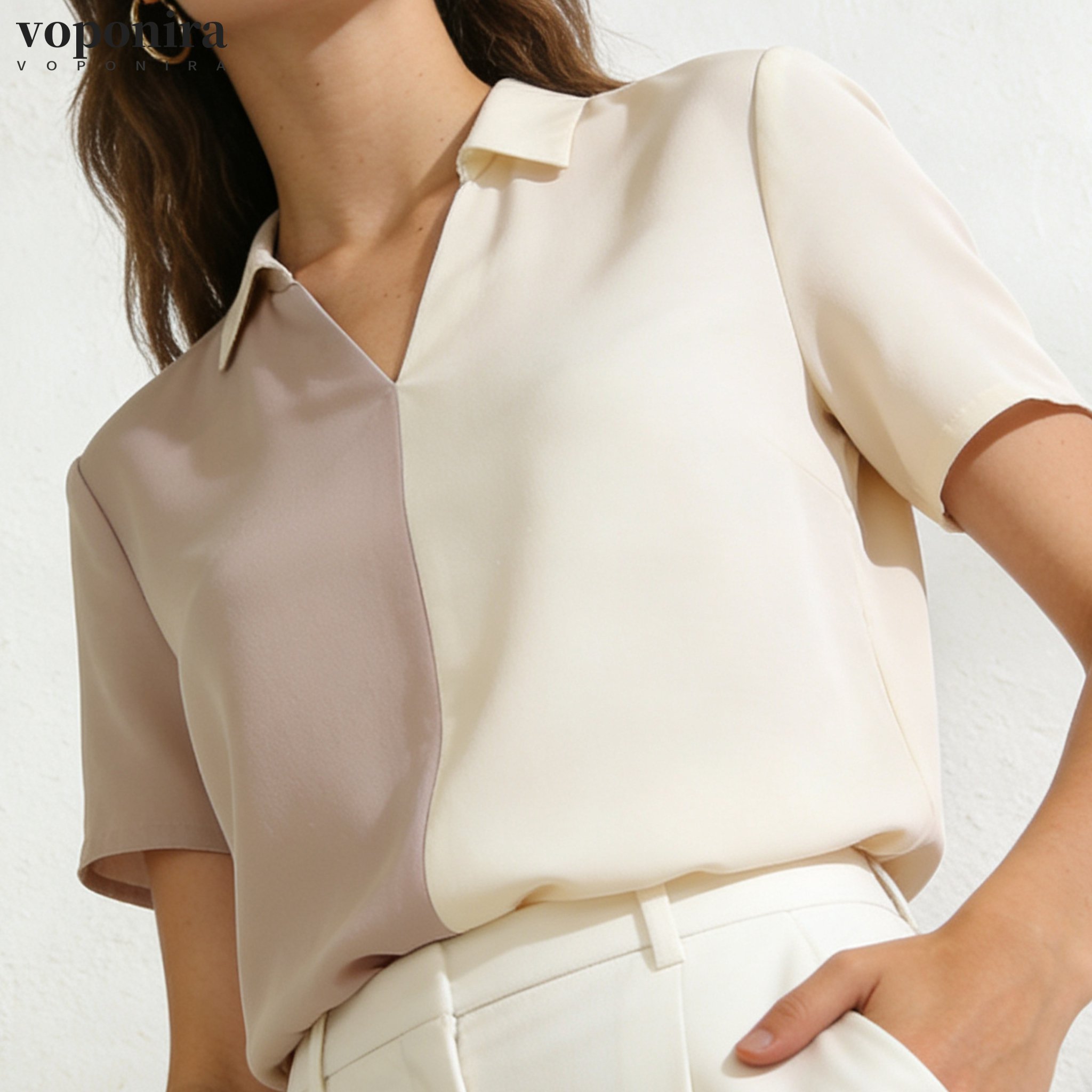 春夏向けライトピンク半袖シャツコーディネート