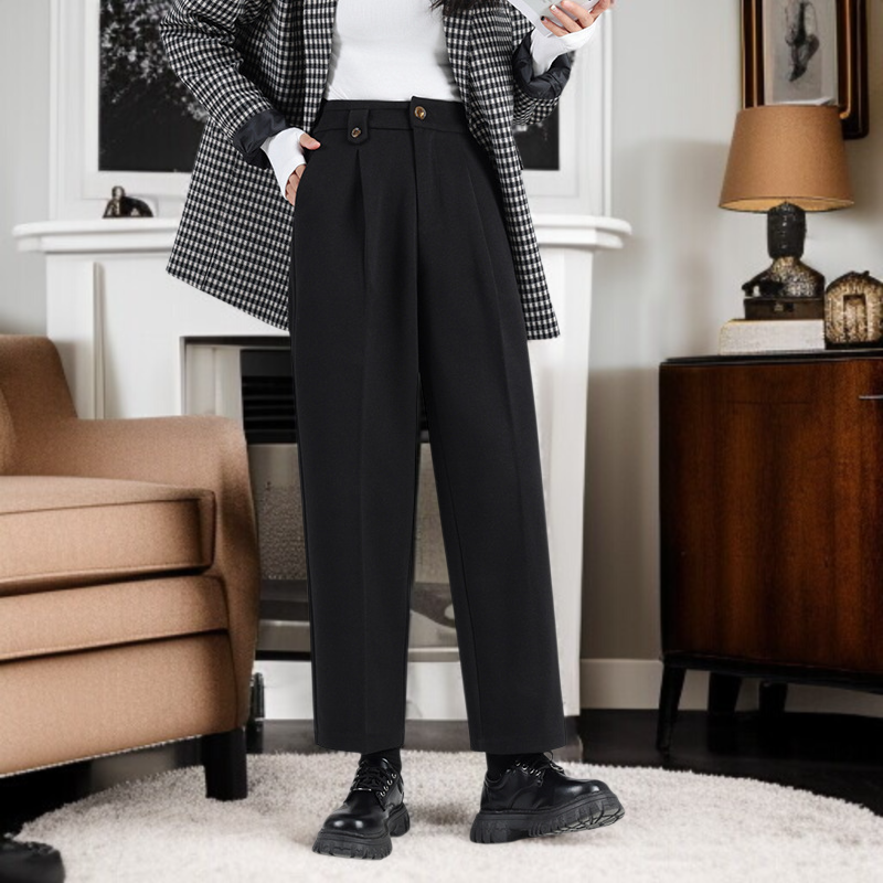 小さめストレートパンツ スモークチューブ 太めワイドパンツ レディース カジュアル ハイウエスト 細めストレートパンツ