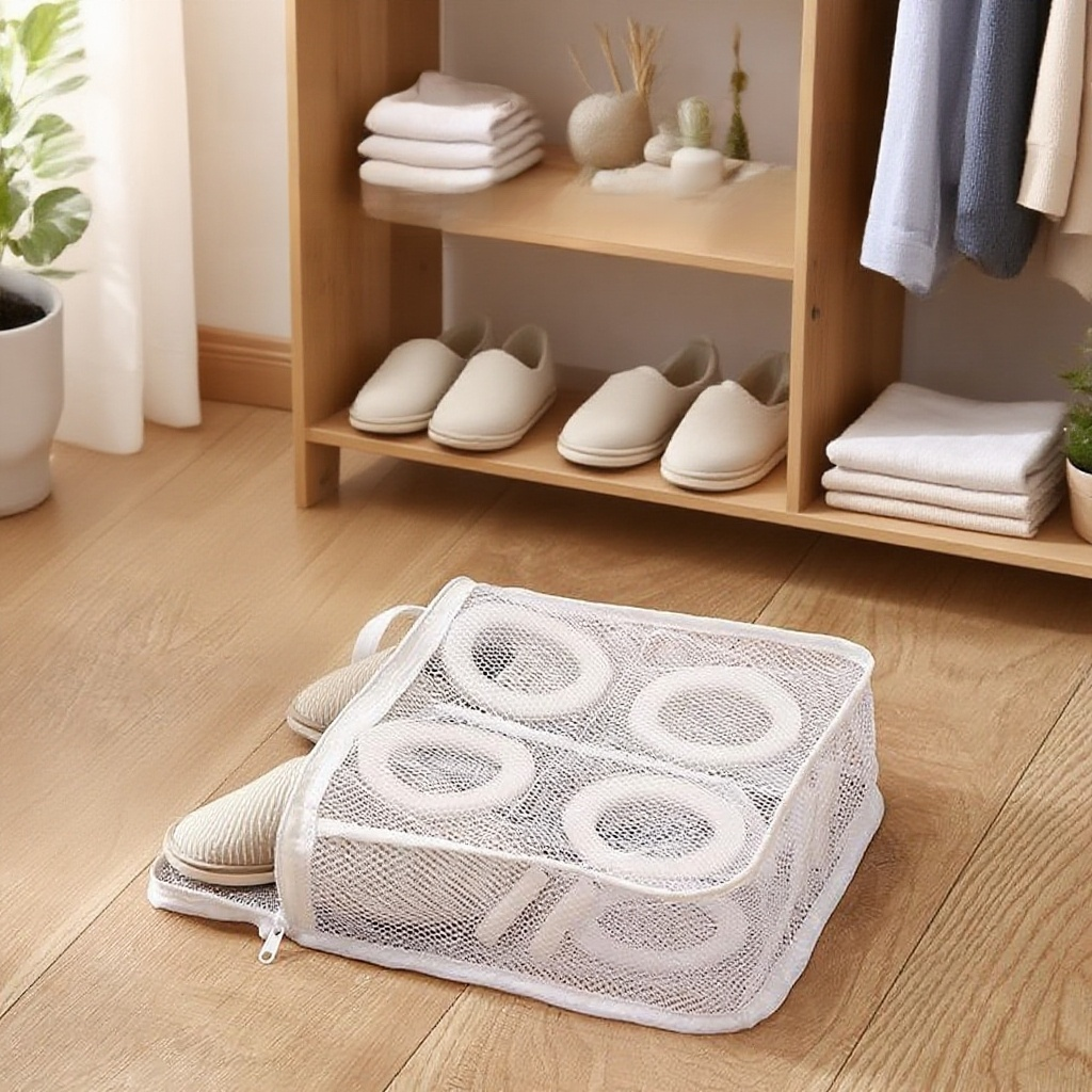 Mesh shoe cleaning bag