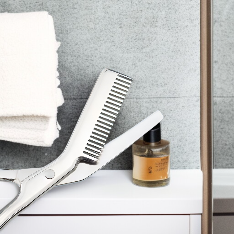 Tijeras de acero inoxidable 2 en 1 para cejas, tijeras de belleza portátiles