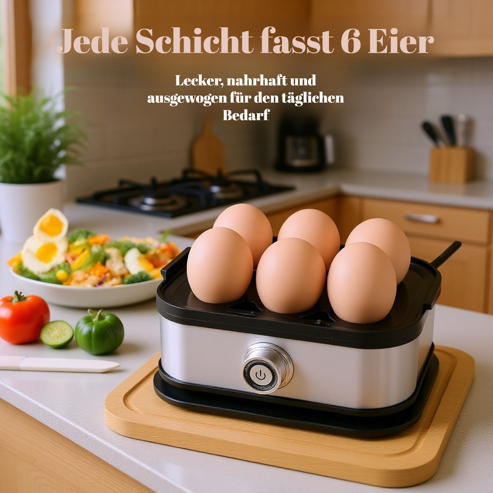 Eierkocher mit Ein-Knopf-Bedienung