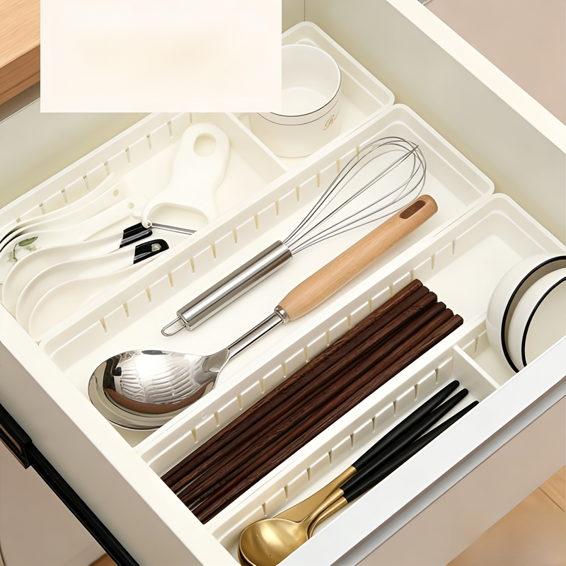 กล่องเก็บของบนโต๊ะแบบญี่ปุ่น ขนาดเล็ก โปร่งใส แบ่งช่องสำหรับเครื่องครัวและอุปกรณ์เครื่องเขียน