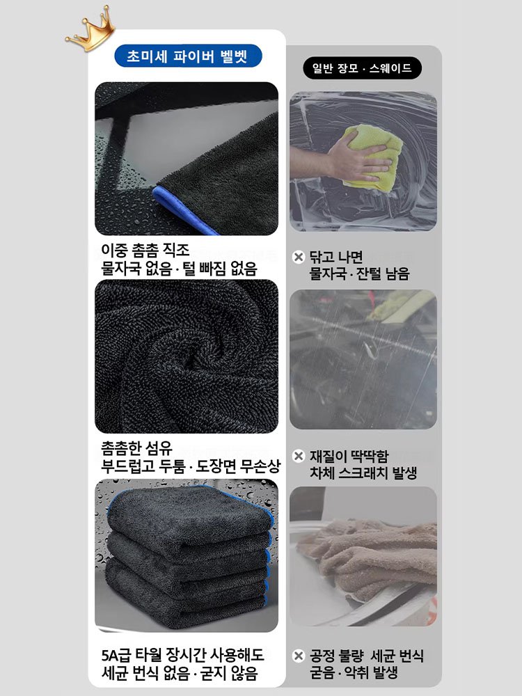 두꺼운 흡수성 세차 수건