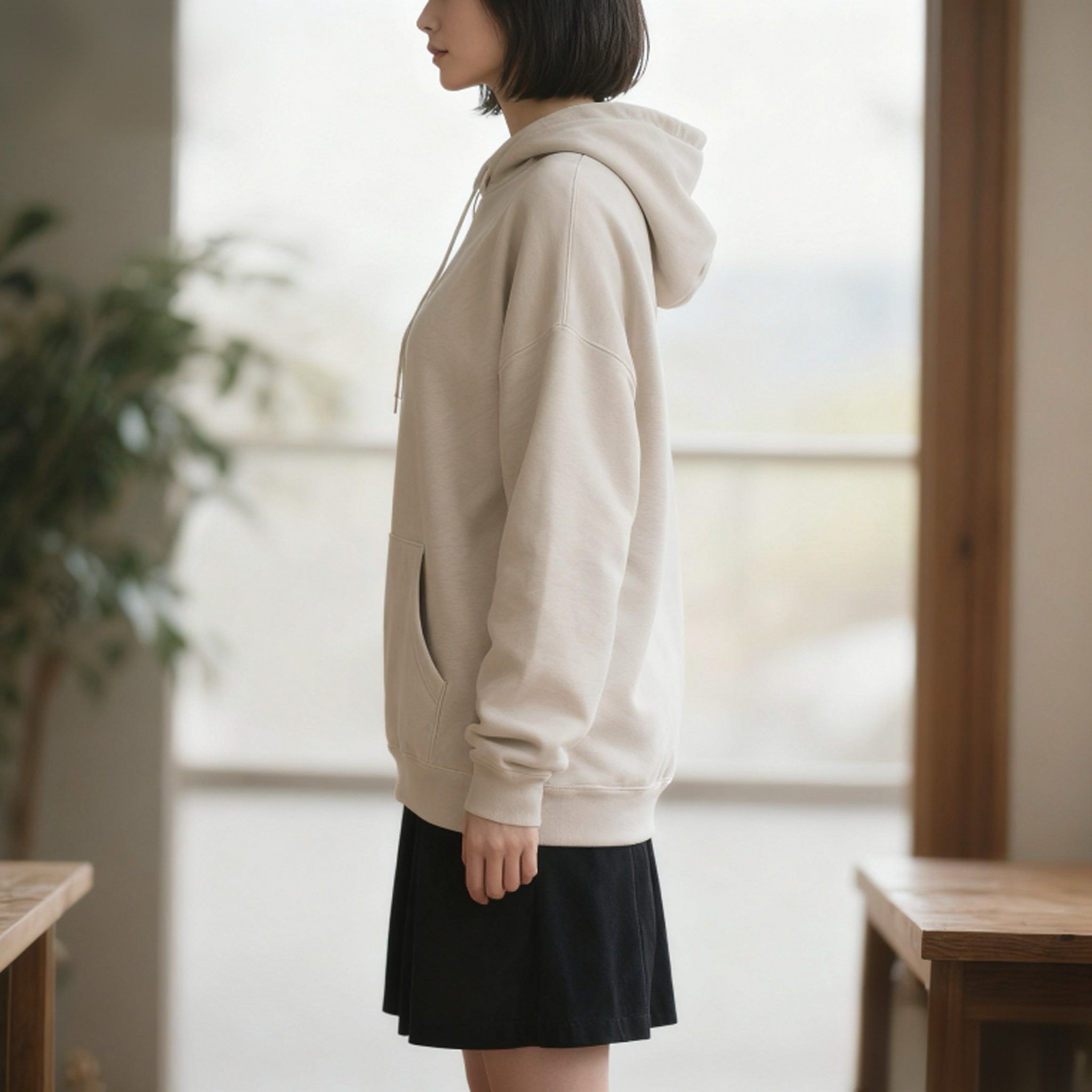 厚手フード付きパーカー レディース