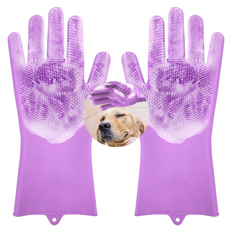 ถุงมืออาบน้ำซิลิโคนมหัศจรรย์สำหรับสัตว์เลี้ยง