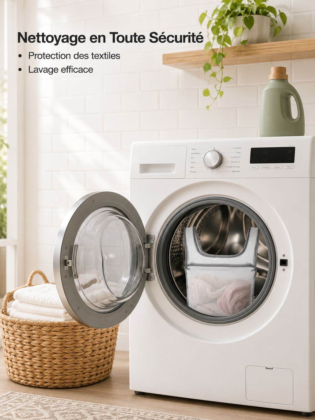 Sac de lavage multifonction anti-déformation avec filet de rangement