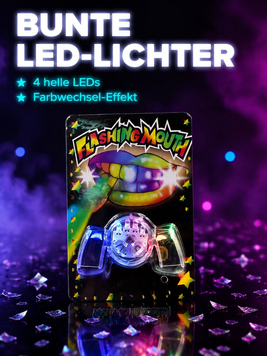 LED Spaß-Zahnspange - Party Verkleidungszubehör