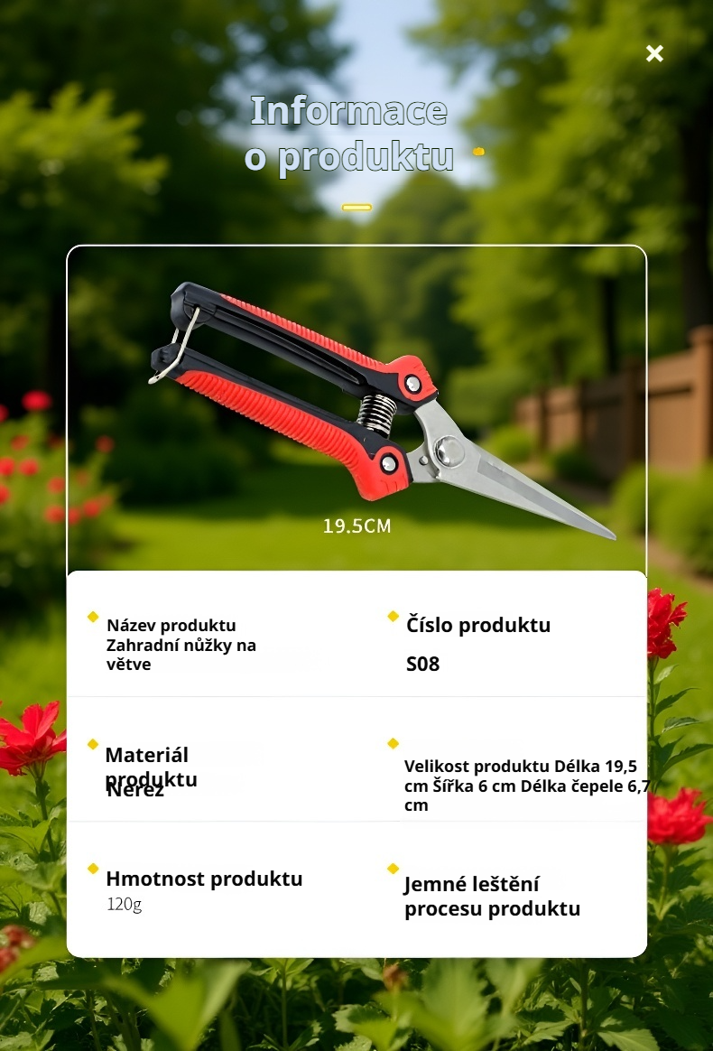 Ergonomické rukojeti pro snadné a pohodlné stříhání větví