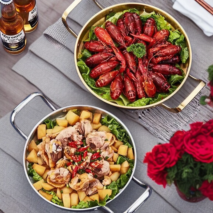 해산물 냄비 부대전골 냄비 스테인리스 해산물 냄비 얕은 냄비 마른 냄비 해산물 냄비 프라이팬 접시