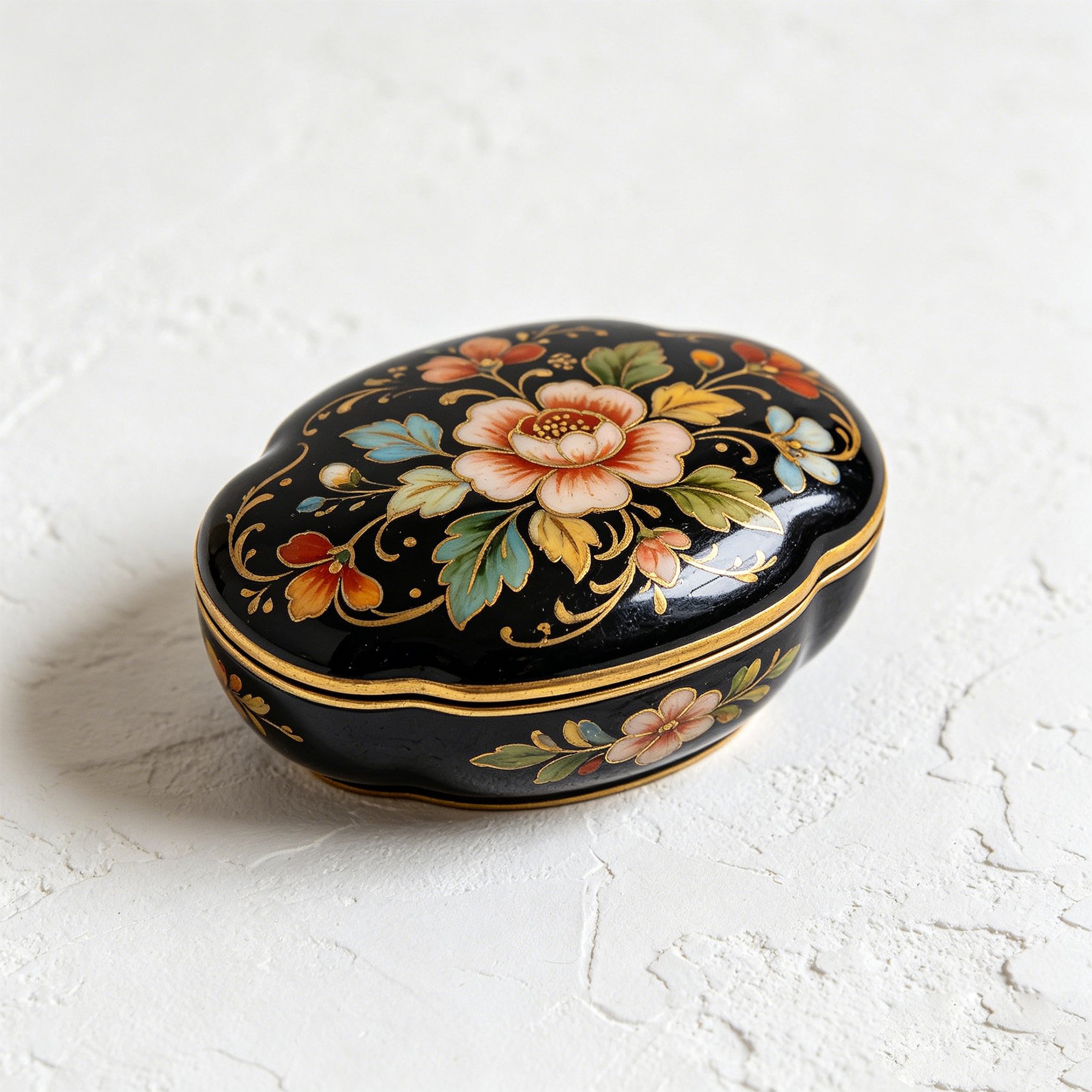 Bemalte Schmuckschatulle im Vintage-Stil aus Lack