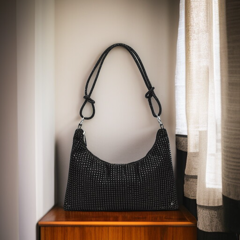 Trendy Women's Shoulder and Handbag with Rhinestones