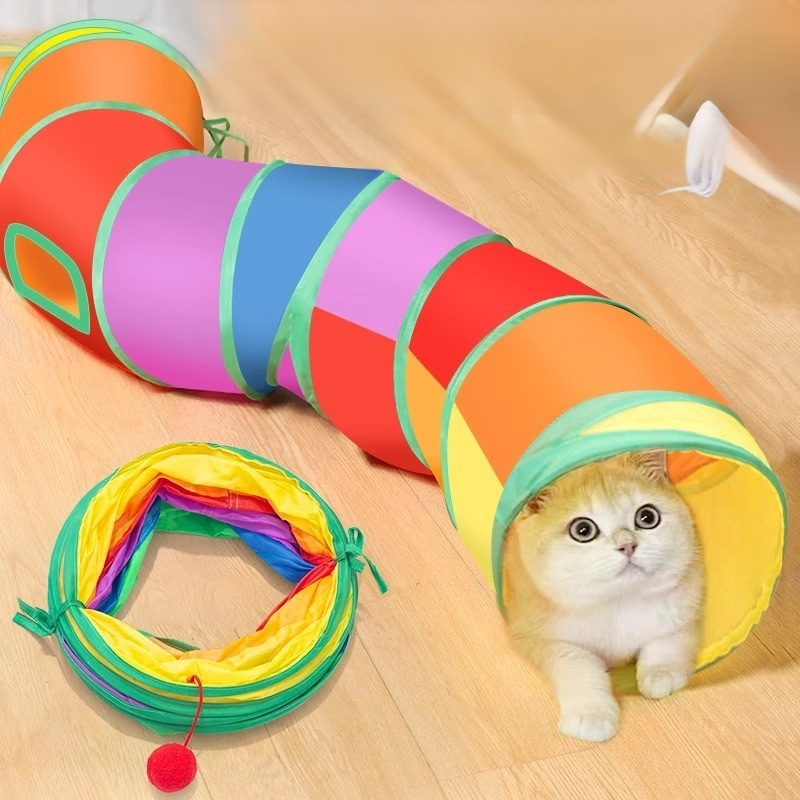 Rainbow Foldable Cat Tunnel