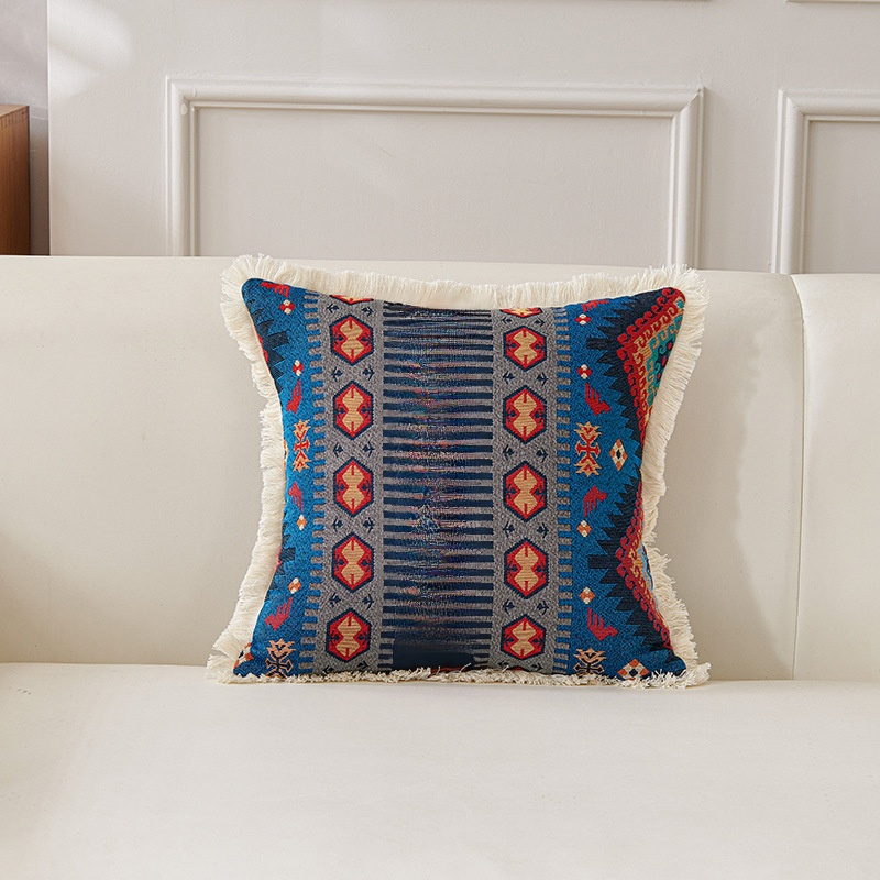 Coussin décoratif rétro en coton et lin