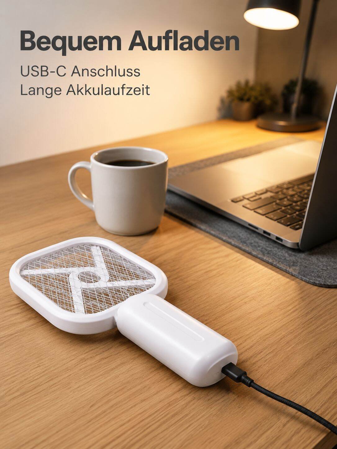 Tragbarer USB-Aufladbarer Elektrischer Mückenschläger mit Lockfunktion