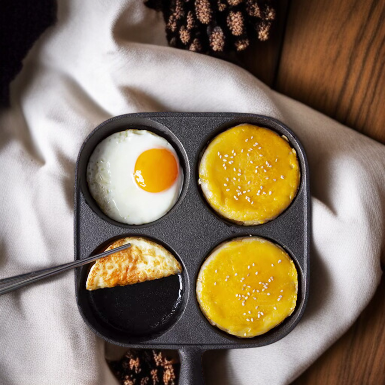 卵団子フライパン 4穴フライパン 深めのノンスティックフライパン 朝食用オムレツ型 フライパン 深型 4穴オムレツパン