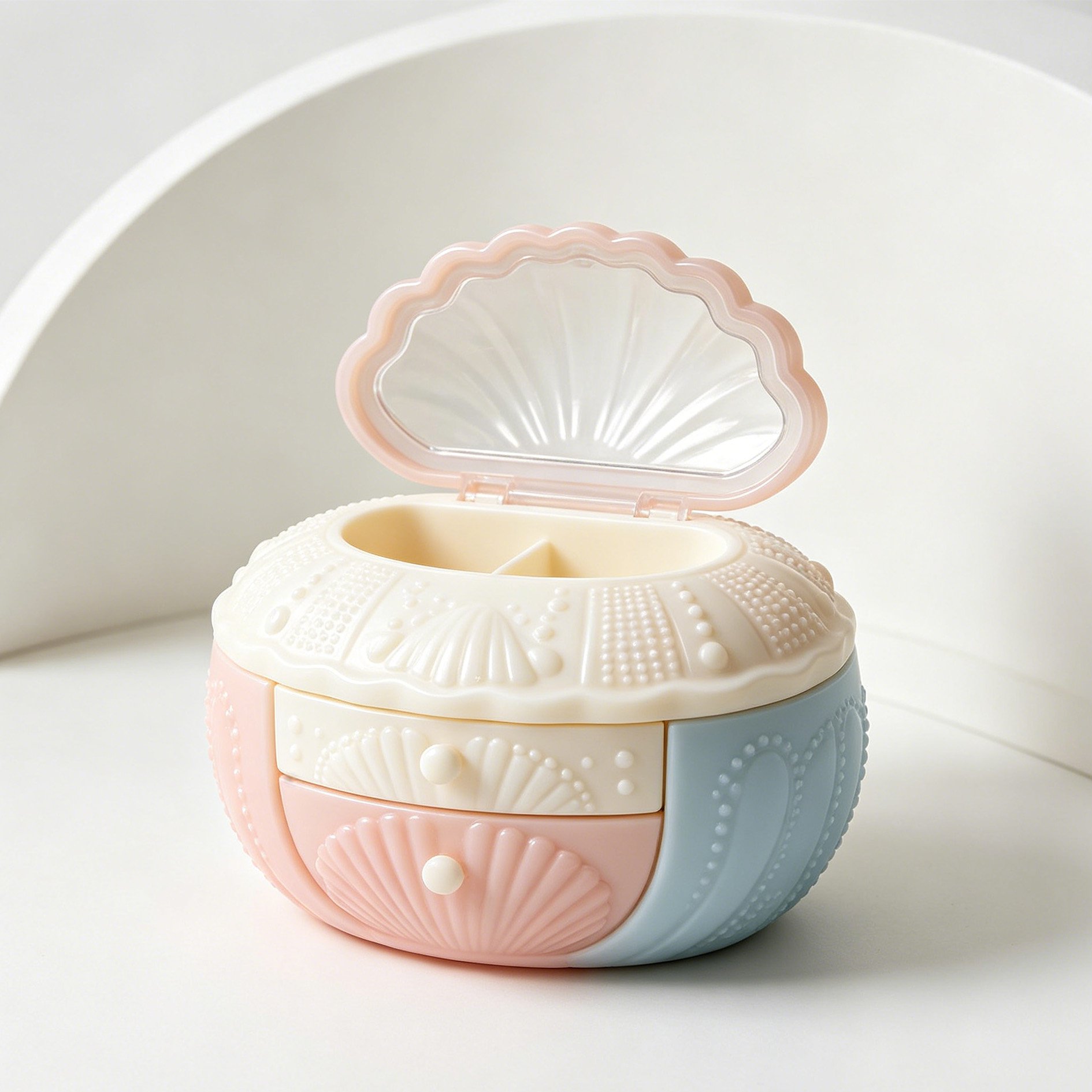 Boîte de rangement à bijoux en coquillages à plusieurs niveaux (5 pièces)