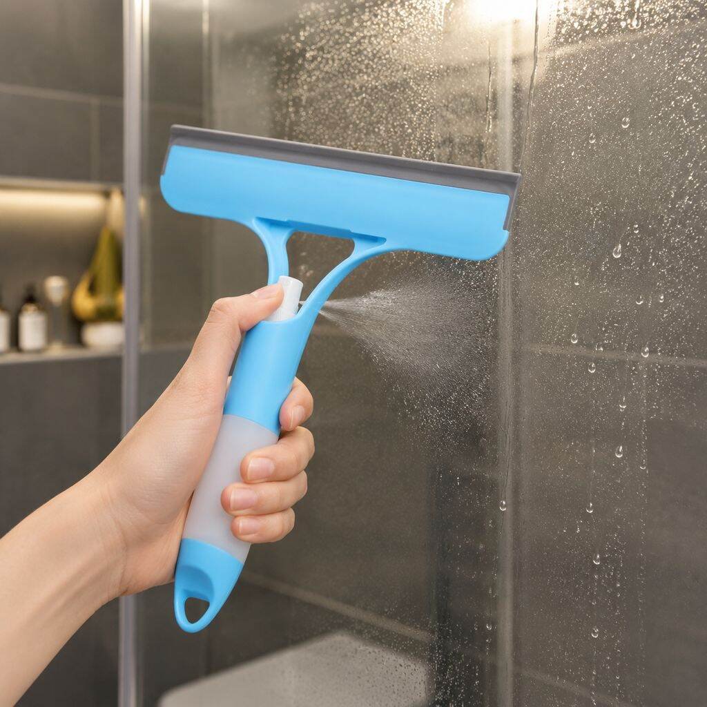 Multipurpose Shower Squeegee with Spray Bottle, Bathroom Glass and Floor Window Cleaning Tool