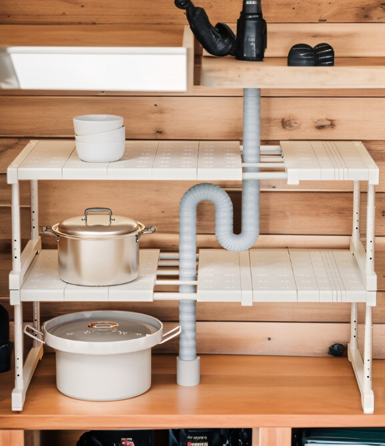 Modern cabinet storage rack for maximizing space