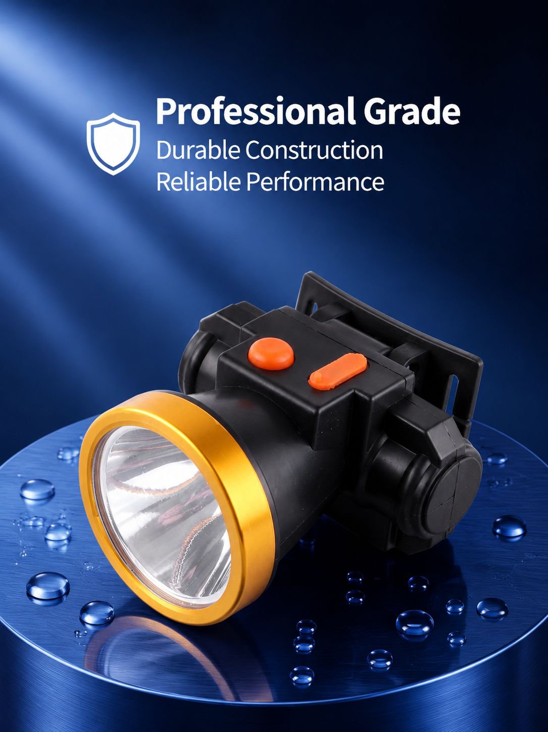 Close-up of LED bulbs on rechargeable fishing headlamp