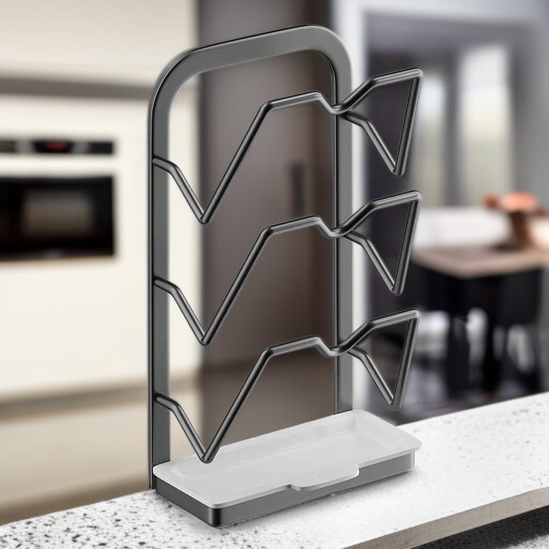 펀치 없는 벽면형 냄비 뚜껑 수납 선반