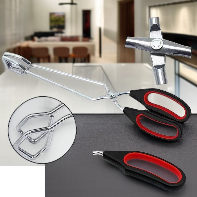 Stainless Steel Multi-Function BBQ Tongs, Charcoal and Bread Clip