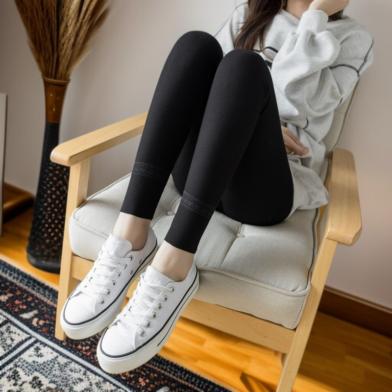 여성 봄가을 하이웨스트 레이스 레깅스 9부 팬츠