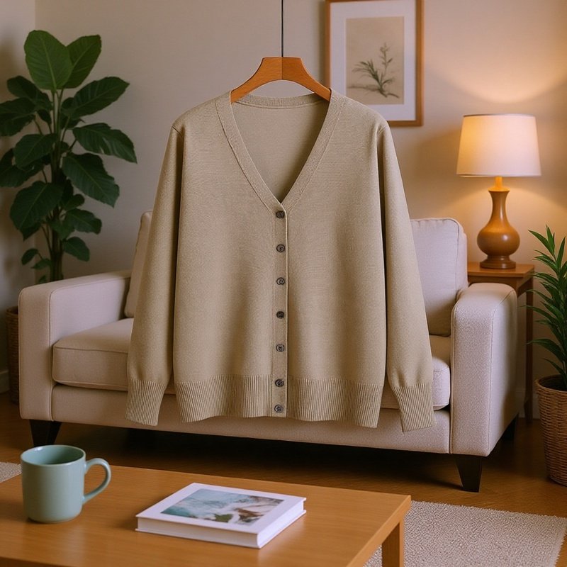 長袖ニットカーディガン、無地、シンプルでエレガント、レディースセーターの上に重ね着するのに最適です。