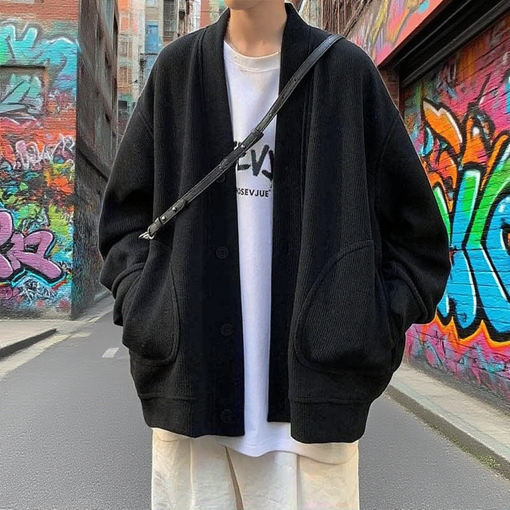 남성 루즈하고 나른한 니트 코트