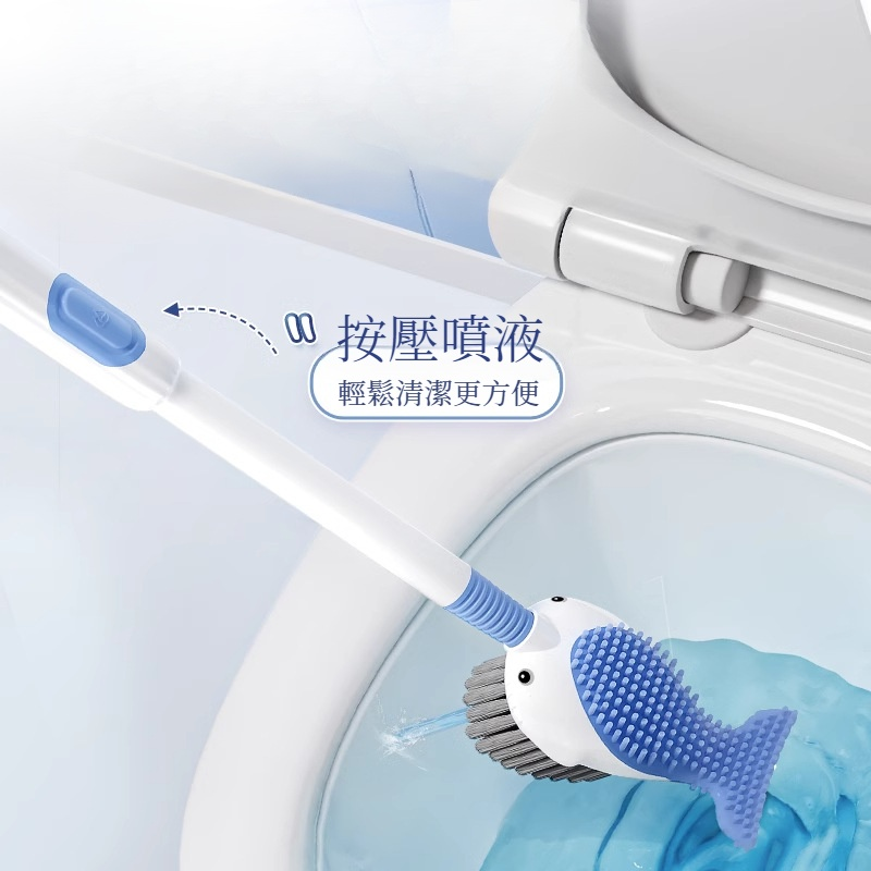 クジラ型洗剤補充付き吸盤トイレブラシ